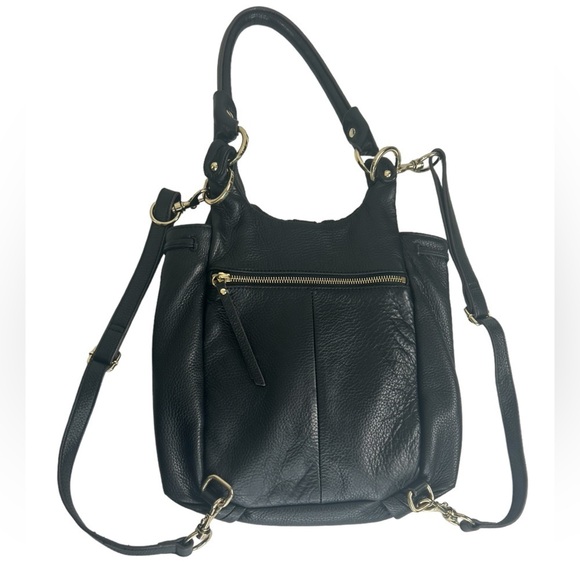 G.I.L.I. GOT IT LOVE IT BlK Leather Convertible Backpack Crossbody Shoulder BAG - Picture 4 of 9